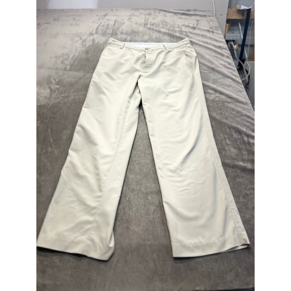 FootJoy Mens Performance Golf Pants Khaki‎ Tan Flat Front Stretch 34x32